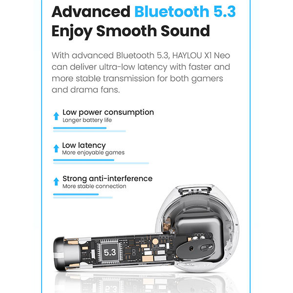 هدفون بلوتوثی هایلو مدل X1 Neo بدون قابلیت نویز کنسلینگ، درگاه شارژ USB Type-C، مقاوم در برابر رطوبت و عرق