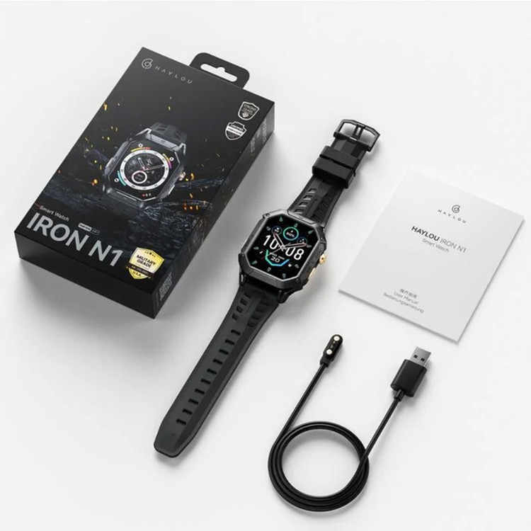 ساعت هوشمند 52 میلیمتری هایلو مدل IRON N1 با بند سیلیکونی