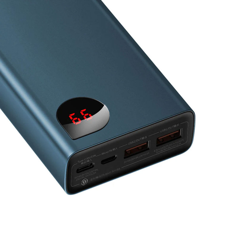 پاوربانک 65 وات بیسوس مدل PPADM65-S ظرفیت 20000 میلی آمپر ساعت به همراه کابل USB-C به USB-A