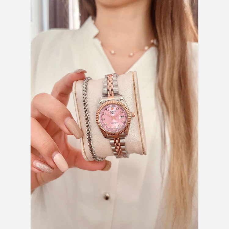 ساعت مچی زنانه رولکس دیت جاست دارای روزشمار کیفیت عالی+باتری اضافی