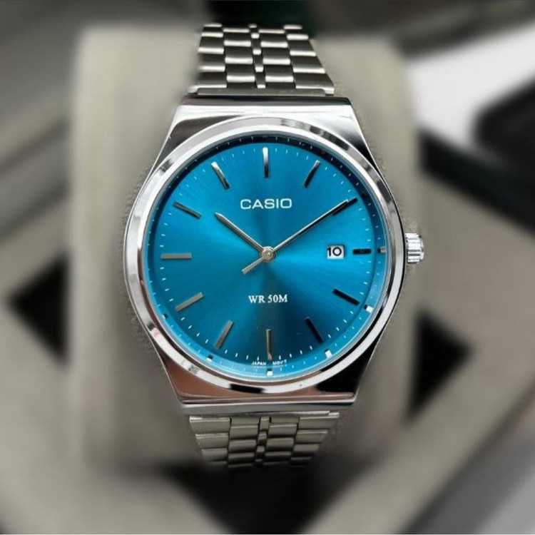 ساعت مچی مردانه کاسیوCASIO وینتیج صفحه رنگ بندی بند استیل رنگ ثابت کد2463