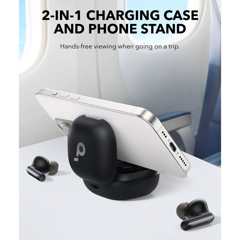 هدفون بلوتوثی انکر مدل Soundcore P40i با نویز کنسلینگ فعال (ANC)، نویز کنسلینگ (ENC)، درگاه شارژ USB Type-C، دارای 6 میکروفون داخلی با بهرهگیری از هوش مصنوعی، پشتیبانی از فرمان لمسی، مقاوم در برابر آب