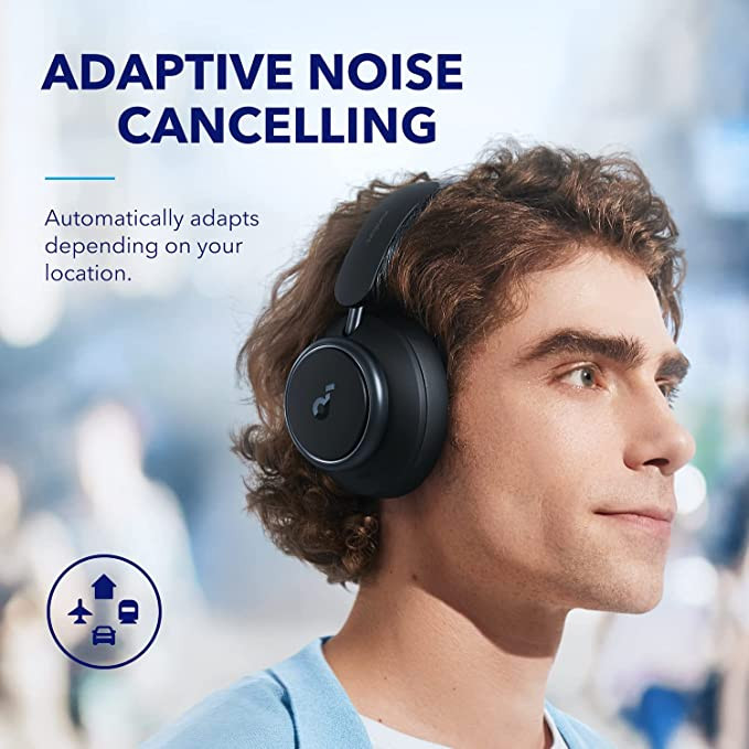 هدفون بلوتوثی برند انکر مدل Soundcore Space Q45 A3040 با نویز کنسلینگ فعال (ANC)، درگاه شارژ USB Type-C، پشتیبانی از شارژ سریع، دارای فناوری نویز کنسلینگ هوشمند سهحالته، مقاوم در برابر رطوبت و عرق