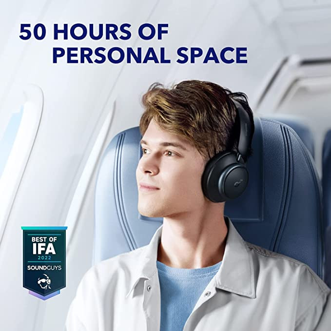 هدفون بلوتوثی برند انکر مدل Soundcore Space Q45 A3040 با نویز کنسلینگ فعال (ANC)، درگاه شارژ USB Type-C، پشتیبانی از شارژ سریع، دارای فناوری نویز کنسلینگ هوشمند سهحالته، مقاوم در برابر رطوبت و عرق