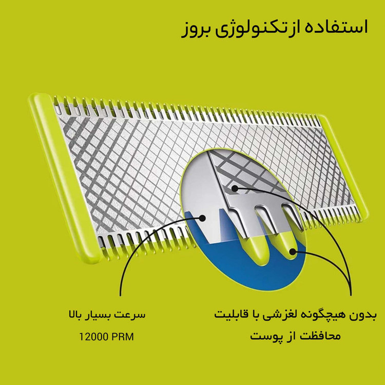 ماشین اصلاح موی صورت فیلیپس مدل QP2824 با تیغه استیل پیشرفته ضد آلرژی، قابلیت اصلاح صفر با اندازه 0.1 میلیمتر، 5 عدد شانه متنوع، ضد آب و شارژی با 45 دقیقه زمان استفاده و اصلاح سریع صورت در 4 دقیقه