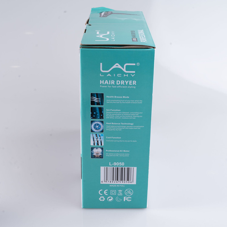 سشوار حرفهای 2200 وات لایچی مدل L-9050، موتور AC، وزن 990 گرم، المنت فلز، دارای سری متمرکزکننده باریک با ویژگی صافکنندگی، با قابلیت باد سرد