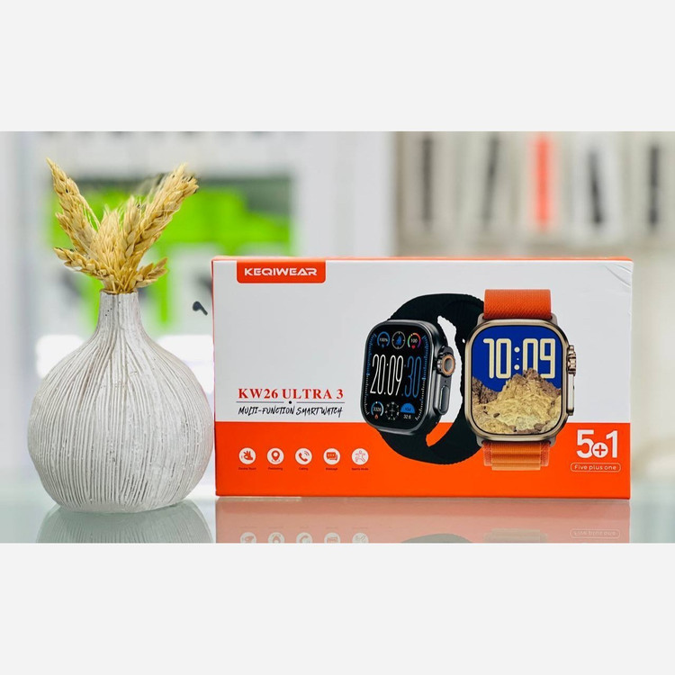 ساعت هوشمند KW26 Ultra 3 طراحی اولترا + 5 بند خاص (فروش تک به قیمت عمده)