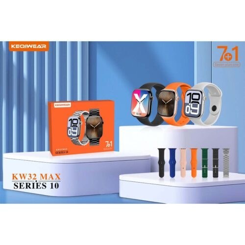 مجموعه کامل KW32 MAX ساعت هوشمند با 7 بند (6 بند اسپرت + 1 بند استیل)