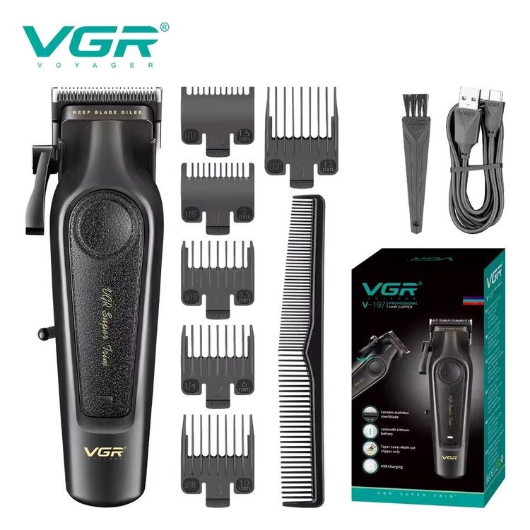 ماشین اصلاح حجم زن وی جی آر حرفه ای موتور 7000 با کله شارژر استاندارد