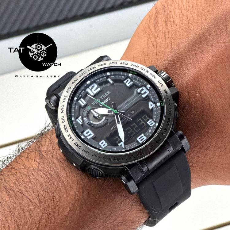 ساعت مردانه کاسیو پروترک PRG601 باجعبه موتور ژاپن قطبنما دماسنج فول آپشن رنگبندی Casio ساعت مچی Protrek