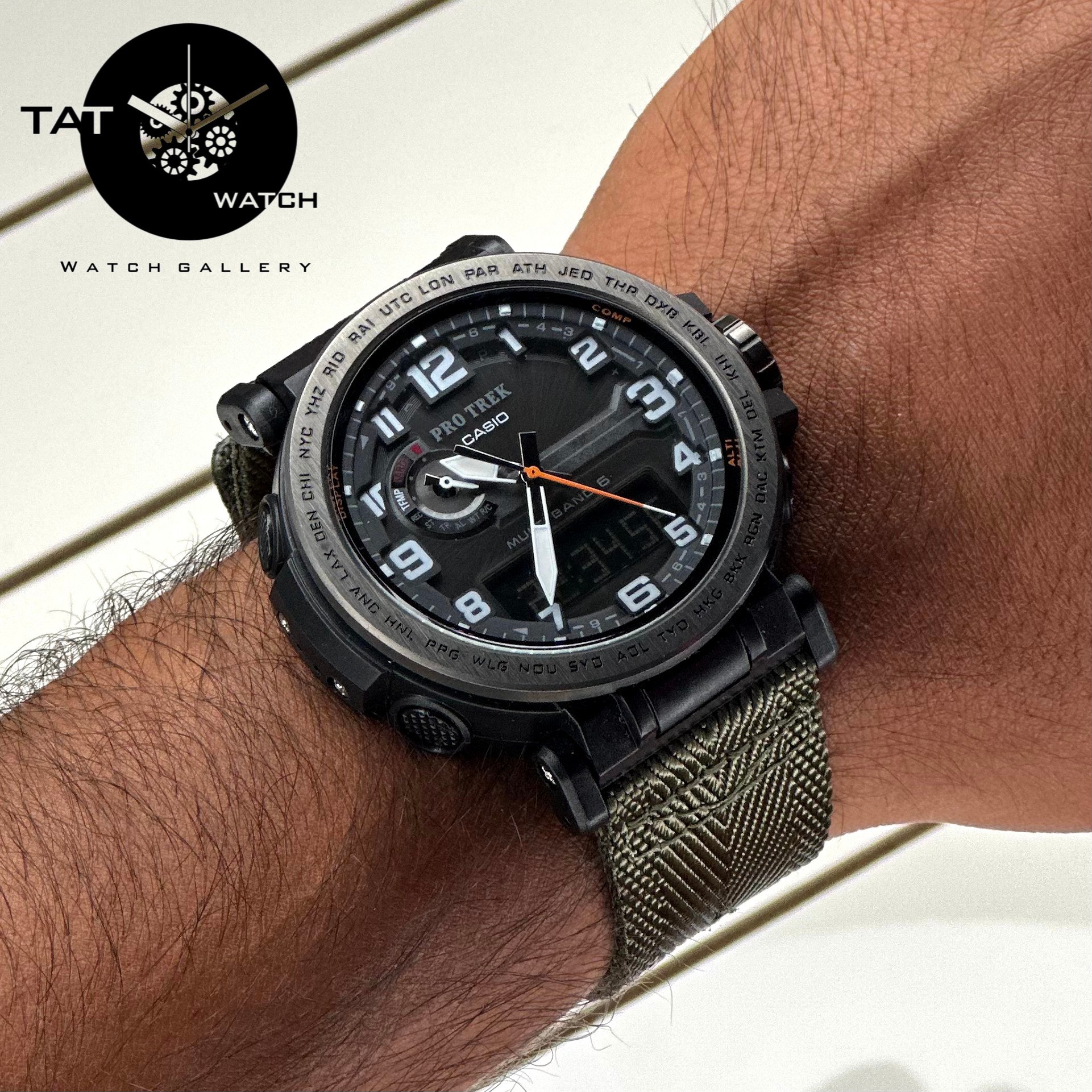 ساعت مردانه کاسیو پروترک PRG601 باجعبه موتور ژاپن قطبنما دماسنج فول آپشن رنگبندی Casio ساعت مچی Protrek