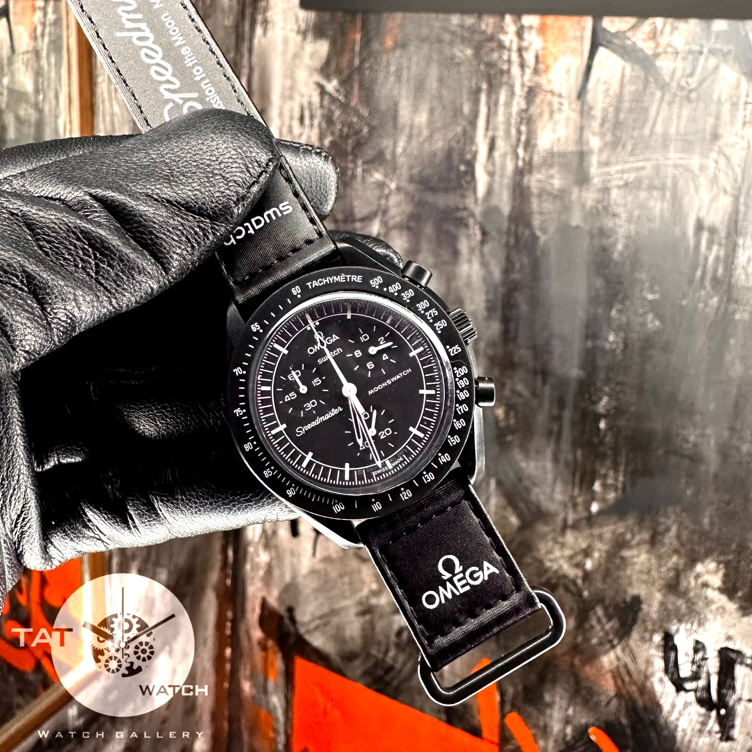 ساعت مردانه زنانه امگا سواچ ماه کامل مشکی ساده Moon سه موتوره کرنو باگارانتی جعبه ارسال رایگان omega swatch ساعت مچی