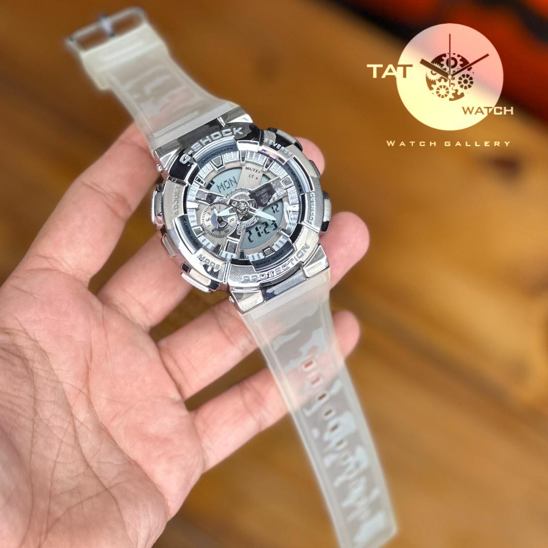 ساعت مچی جی شاک مردانه GM110 قاب فلزی بند چریکی موتور ژاپن یکسال گارانتی جعبه ارسال رایگان G-Shock