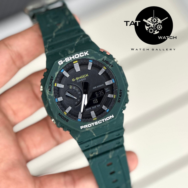 ساعت مچی مردانه جی شاک Ga2100 سبز با گارانتی یک ساله جعبه دارای رنگبندی G-Shock