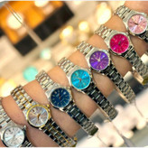 ساعت مچی زنانه کاسیو casio اصل بند استیل نقره ای صفحه نمایش گرد سبز خاص وجذاب