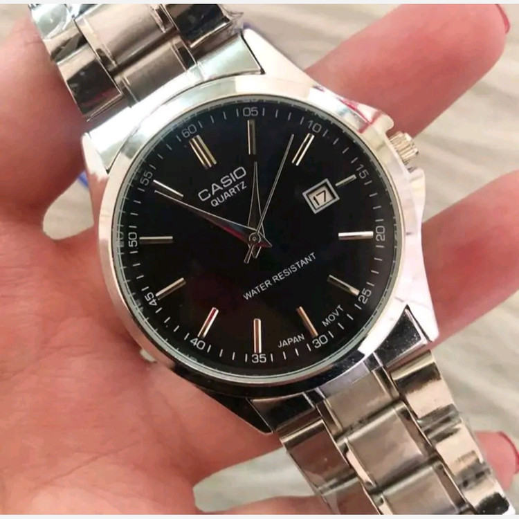 ساعت ست وتک زنانه ومردانه عقربه ای کاسیوCASIO صفحه گرد بند استیل شیک وخاص کد4001