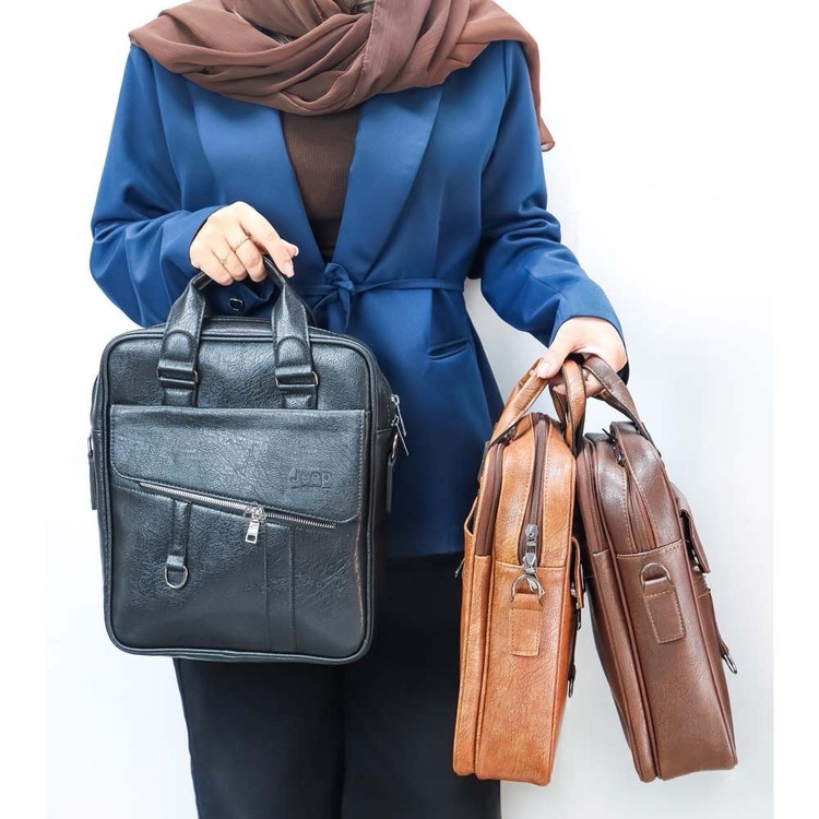 کیف مردانه نیمه اداری ایستاده چرم سوگو جیپ