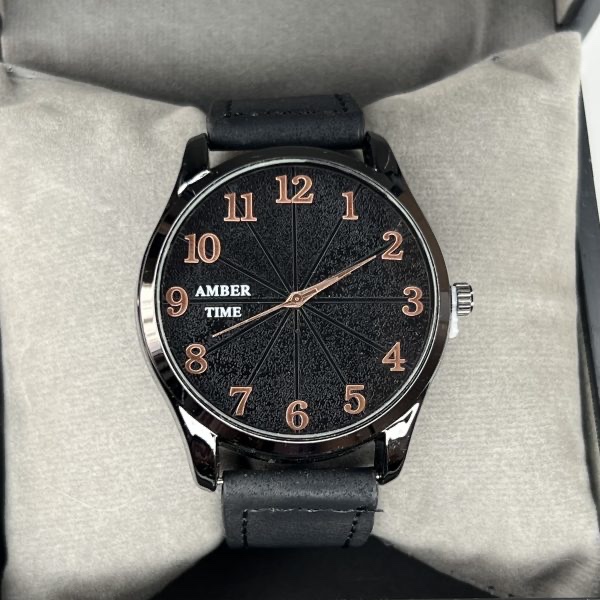 ساعت مردانه بند چرمی AMBER TIME