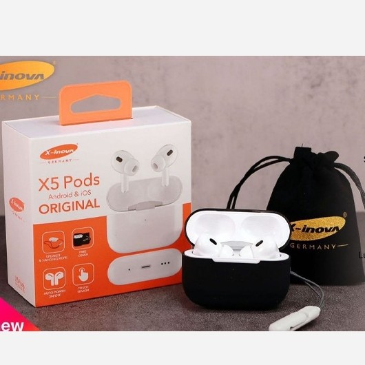 ایرپاد مدل Xnova X5 PODS اورجینال نویزکنسلینگ اسپیکر کیس دکمه ریست لمسی ولوم کم و زیاد فعال