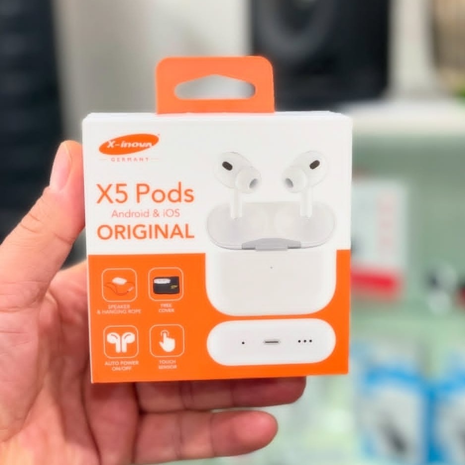 ایرپاد مدل Xnova X5 PODS اورجینال نویزکنسلینگ اسپیکر کیس دکمه ریست لمسی ولوم کم و زیاد فعال