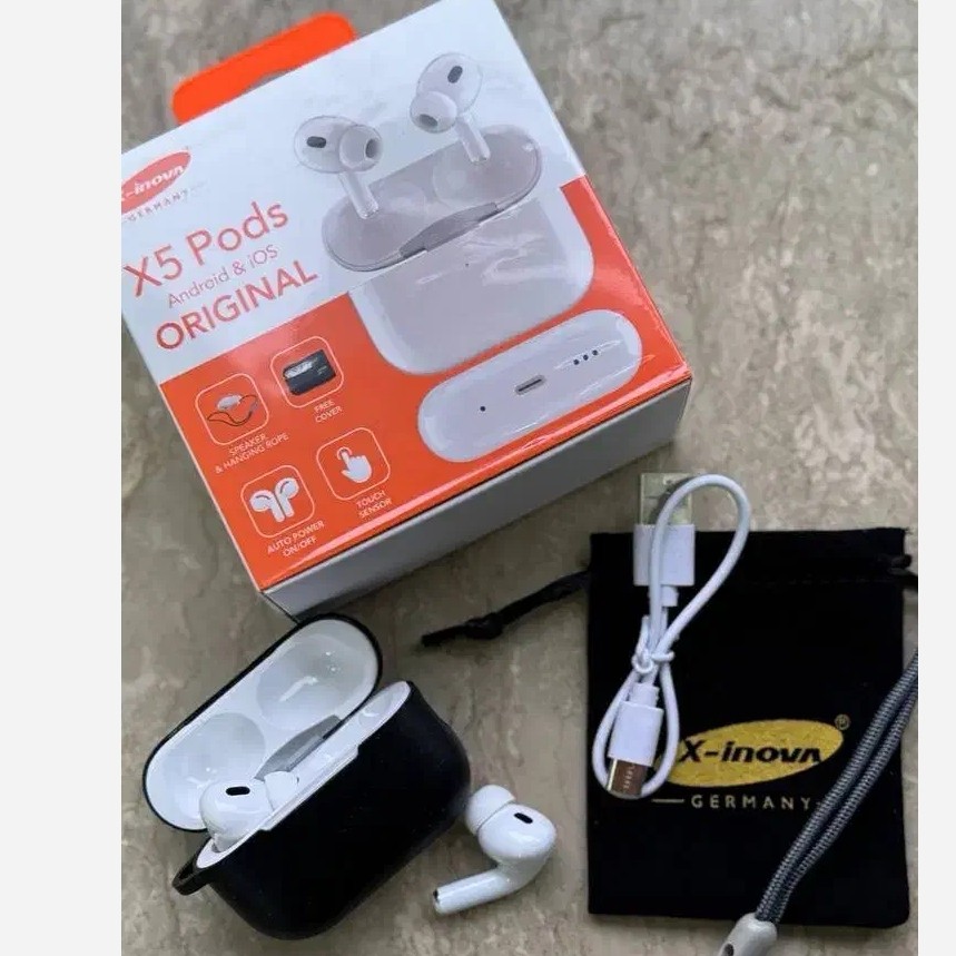 ایرپاد مدل Xnova X5 PODS اورجینال نویزکنسلینگ اسپیکر کیس دکمه ریست لمسی ولوم کم و زیاد فعال