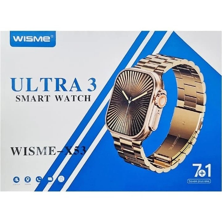 ساعت هوشمند 7بند مدل wisme X53( بند فلزی طلایی ) سری10