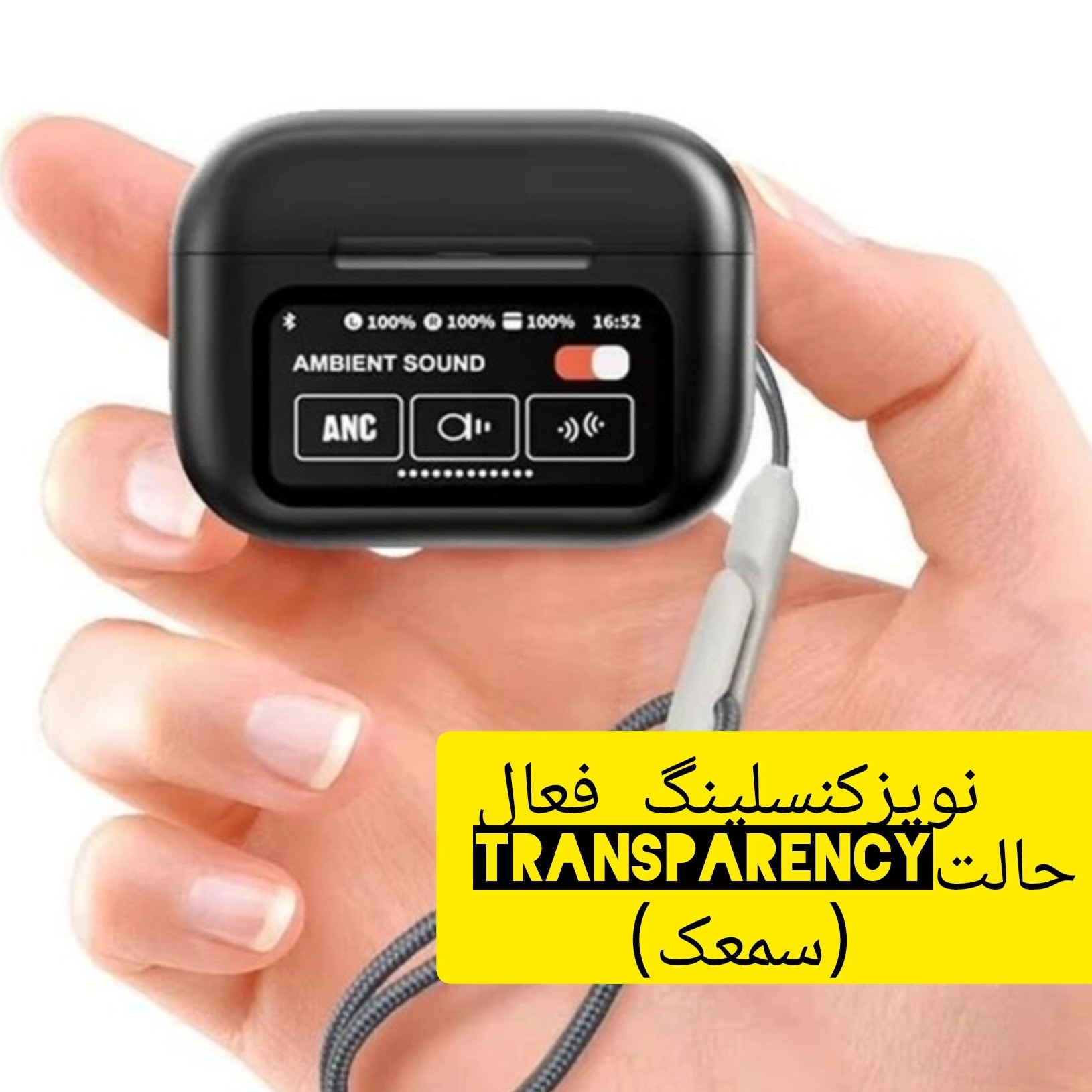 ایرپاد مانیتور دار ANC ENC A9PRO نسخه 26 اکولایزر دار لمسی گیمینگ 5 ساعت موزیک مداوم نویزکنسلینگ
