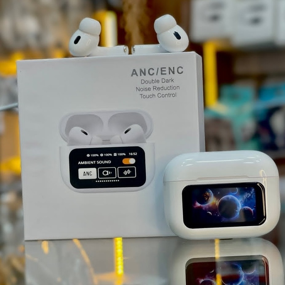 ایرپاد مانیتور دار ANC ENC A9PRO نسخه 26 اکولایزر دار لمسی گیمینگ 5 ساعت موزیک مداوم نویزکنسلینگ