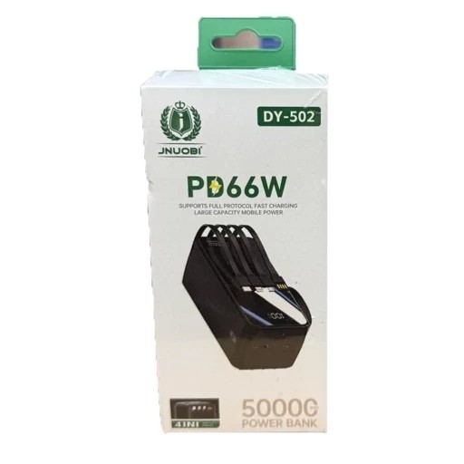 پاوربانک شارژر همراه 50 هزار میلی آمپر JNUOBI DY502 با 4 کابل سر خود مناسب مسافرت و قطع برق قیمت عالی