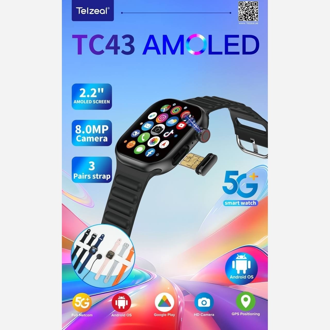 ساعت هوشمند Telzeal TC43 سیم کارت خور بهمراه دوربین مخفی قیمت عالی