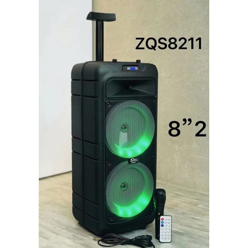 اسپیکر بلوتوثی شارژی ZQS8211 قابل حمل بهمراه کنترل و میکروفون سیمی کیفیت عالی