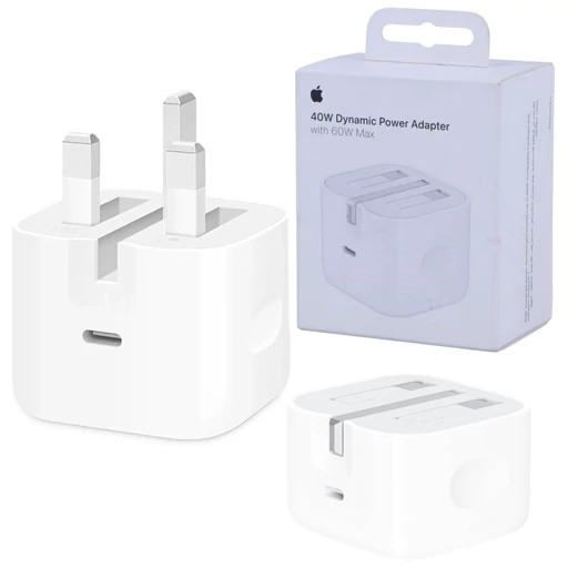 شارژر اپل اصلی 40W Dynamic Power Adapter با توان خروجی تا 60 وات 3 پین کیفیت عالی