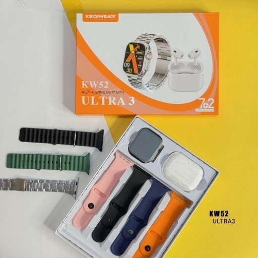 ساعت هوشمند kw52 ultra3 و ایرپاد اصلی بهمراه 7 بند جدید قیمت عالی