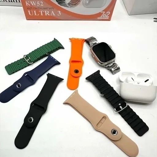 پک ساعت هوشمند kw52 ULTRA3 و ایرپاد کیفیت عالی