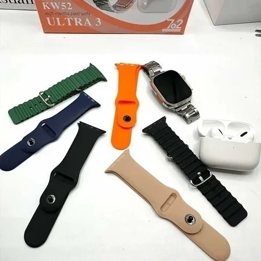 ساعت هوشمند KW52 ultra3 بهمراه 7 بند و ایرپاد قیمت عالی