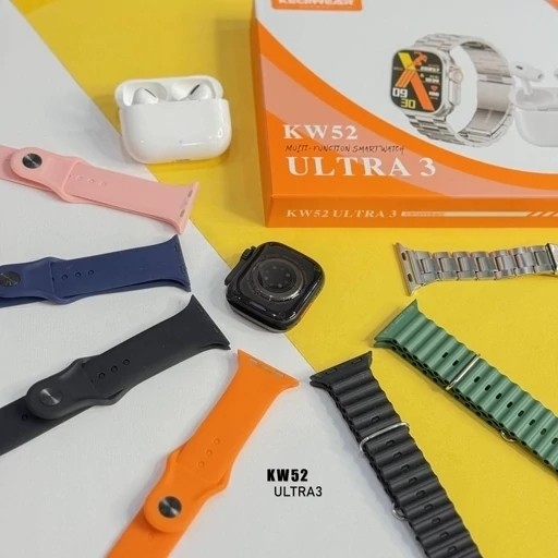 ساعت هوشمند KW52 ultra3 بهمراه 7 بند و ایرپاد قیمت عالی