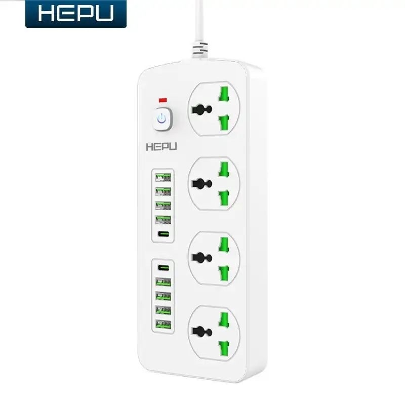 چند راهی هپو H05 3000W با 8 ورودی usb و 2 PD مقاوم در برابر شعله و شوک الکتریکی قیمت عالی