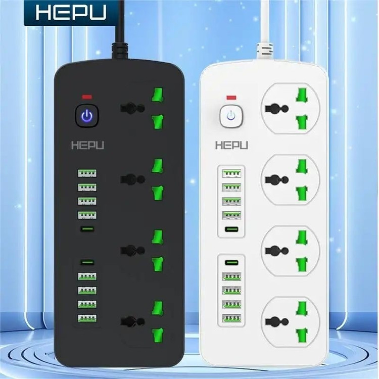 چند راهی هپو H05 3000W با 8 ورودی usb و 2 PD مقاوم در برابر شعله و شوک الکتریکی قیمت عالی
