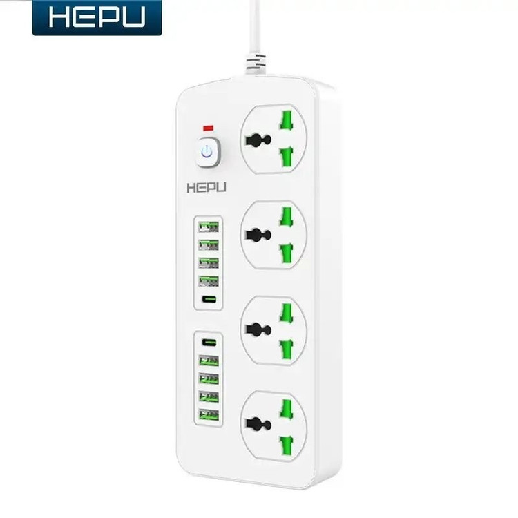 چند راهی HEPU H05 با 8 ورودی usb و 2 PD مقاوم در برابر شعله و شوک الکتریکی کیفیت عالی