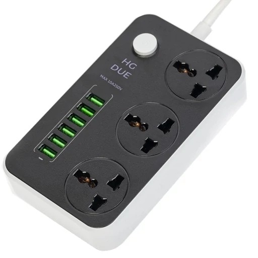 3 راهی و محافظ شوک الکتریکی HG 136U هوشمند با 6 ورودی USB و 3 پریز برق اصلی قیمت عالی
