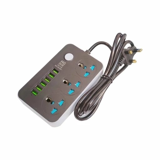 سه راهی هوشمند و محافظ شوک الکتریکی HG 136U با 6 ورودی USB اصلی کیفیت عالی