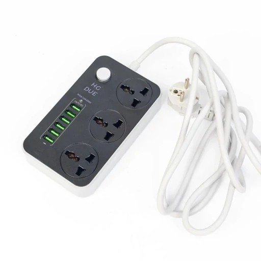سه راهی و محافظ شوک الکتریکی HG 136U اصلی با 6 ورودی USB و 3 پریز برق قیمت عالی