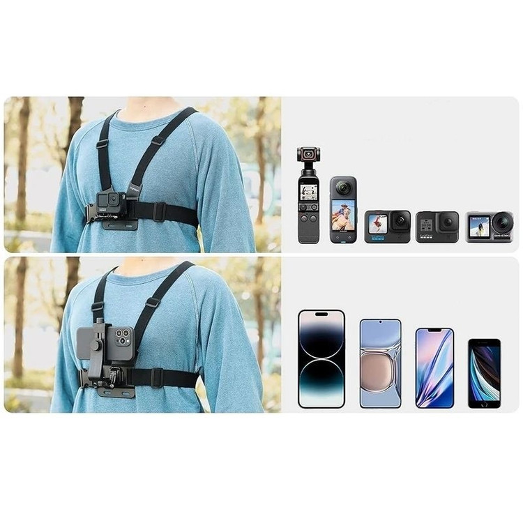 هولدر CHEST STRAP جلیقه ای موبایل و دوربین هولدر سینه ای مناسب دوچرخه و موتور و تولید محتوا کیفیت عالی