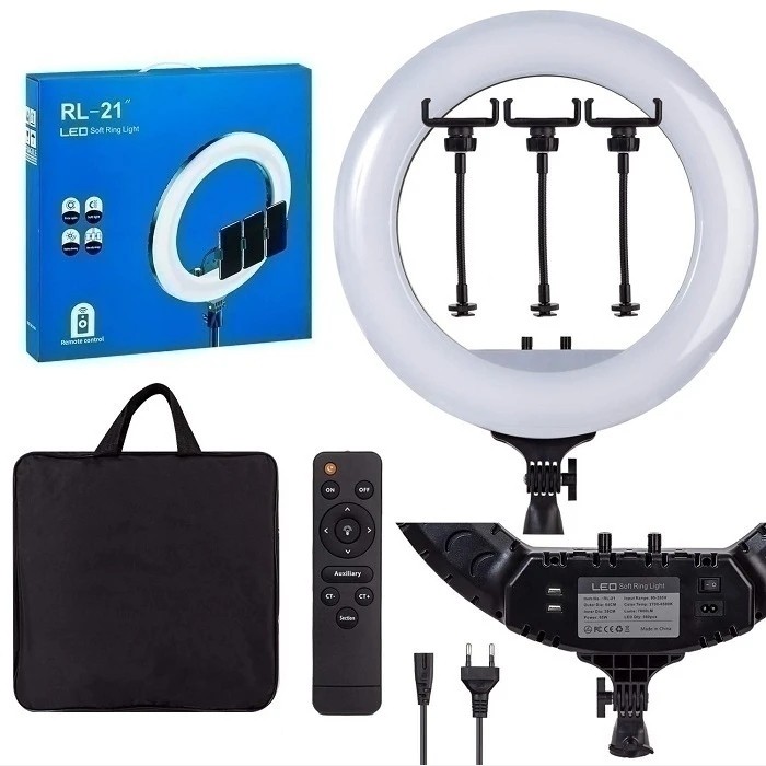 رینگ لایت RL-21 اورجینال همراه با سه پایه فلزی،کنترل،هولدر،کیف مخصوص
