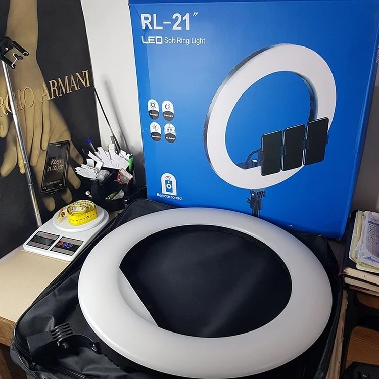 رینگ لایت RL-21 اورجینال همراه با سه پایه فلزی،کنترل،هولدر،کیف مخصوص