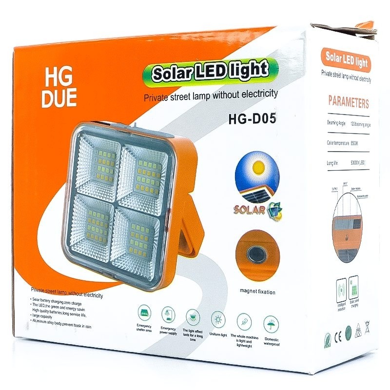 پروژکتور LED شارژی سولار پنل خورشیدی HG DUE HG-05 کیفیت عالی