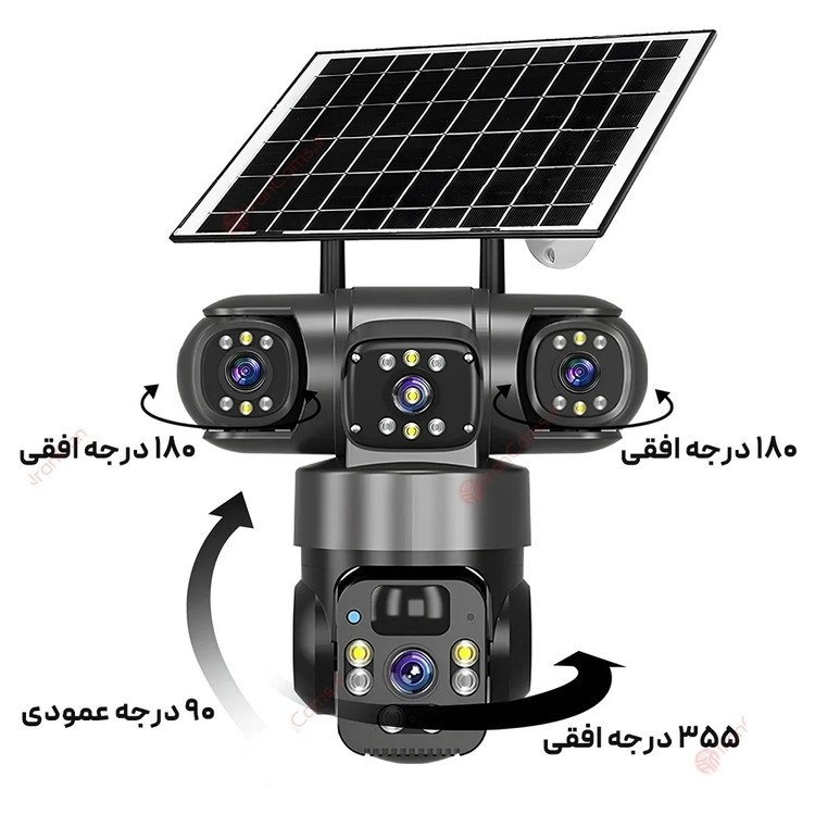 دوربین مداربسته بی سیم سیم کارت خور خورشیدی 8 مگاپیکسل 2 لنز3 تصویر V380 مدل P15 اورجینال کیفیت عالی