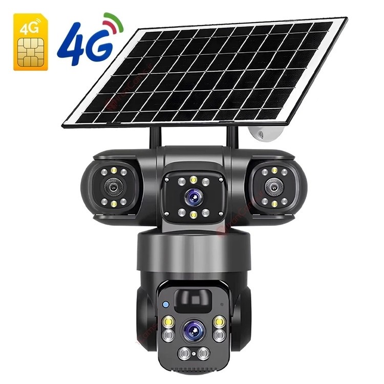 دوربین بی سیم سیمکارتی خورشیدی 8 مگاپیکسل 2 لنز3 تصویر V380 مدل P15 اصلی قیمت عالی
