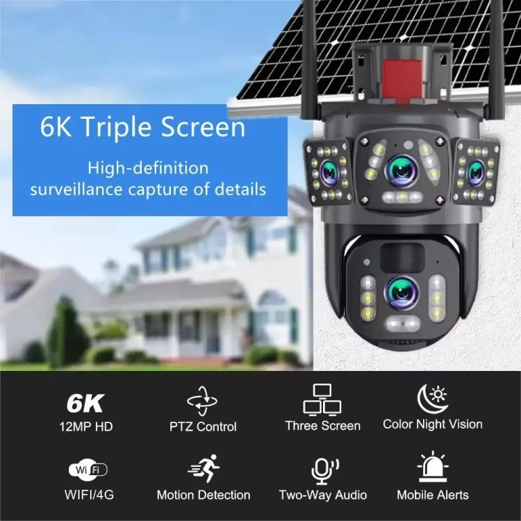 دوربین بی سیم سیم کارت خور خورشیدی 8 مگاپیکسل 3 تصویر2 لنز v380 مدلA9-3 اصلی کیفیت عالی