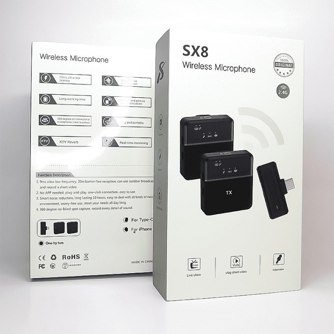 میکروفون یقه ای sx8 اصلی دوتایی نویزکنسلینگ به همراه تبدیل تایپc و لایتنینگ آیفونی کیفیت عالی